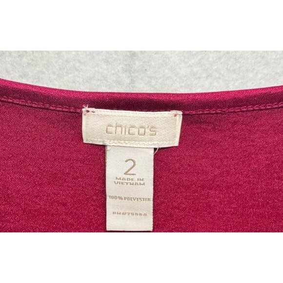 Chicos Sleeveless Layered Tank Top Size 2 Raspberry Pink Polyester Womens - Picture 3 of 5